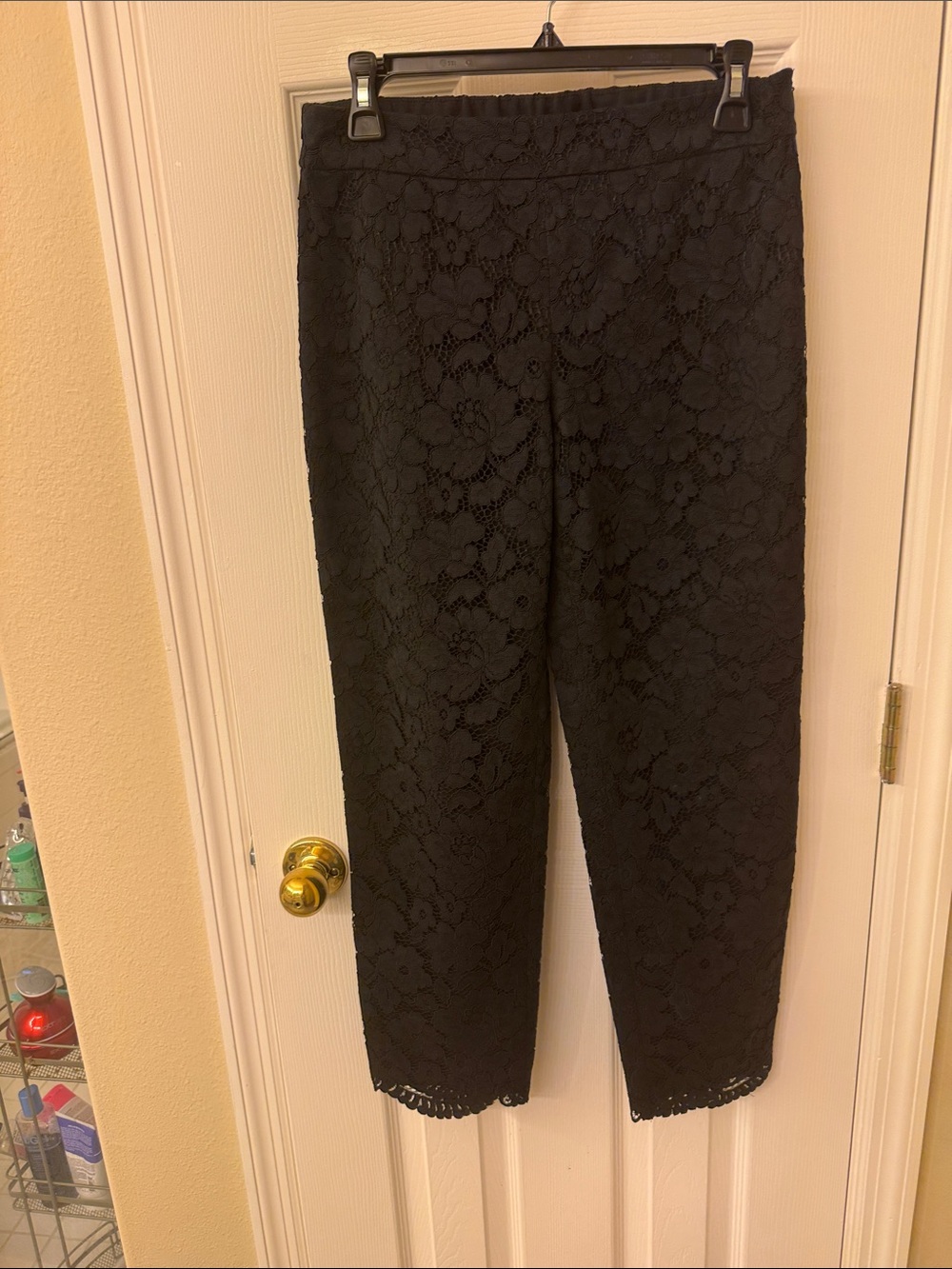 Talbots Black Lace Cropped Straight-Leg Pants